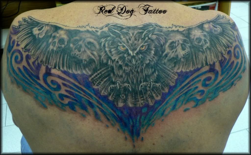 13.jpg Owl Tribal Tattoo