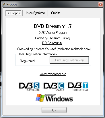 النسخة الرائعة من dvbdream v1.7 و المفعلة مسبقا لا تحتاج الى كراك او باتش