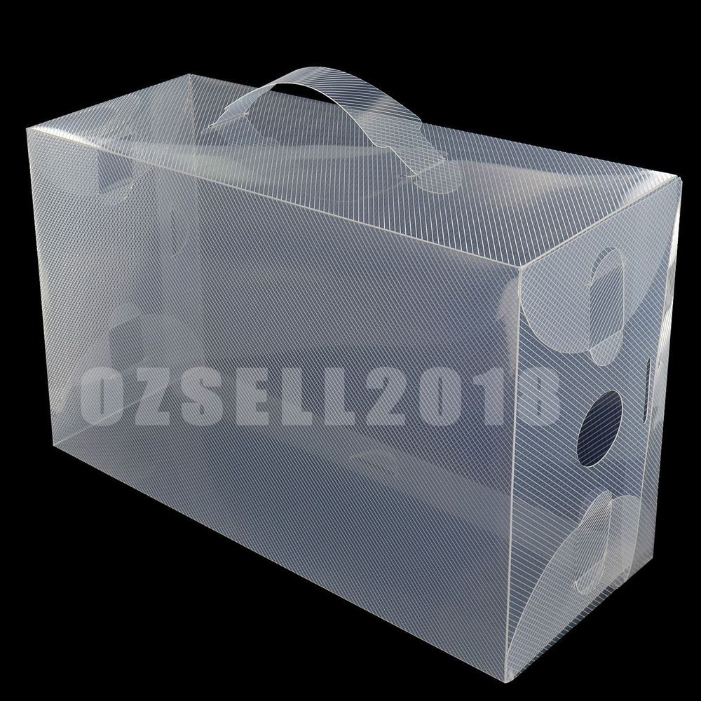 20X Transparent Clear Plastic Shoe Storage Box Foldable Stackable Boxes