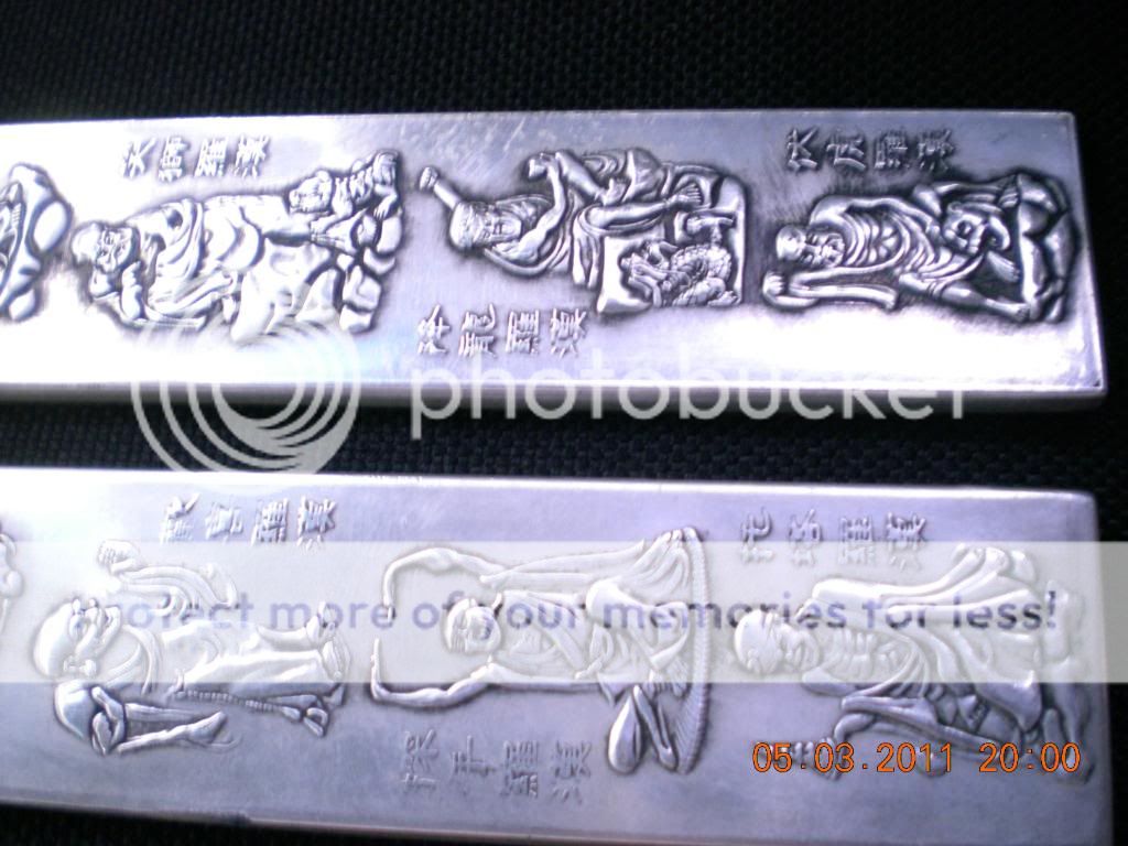 10 OZ sterling silver bar antique 18 arhats  