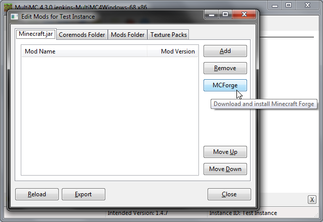 install mods forge multimc