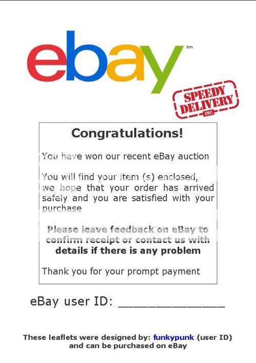 100 Double Sided A6 Gloss eBay Thank You Leaflets Flyers Packing ...
